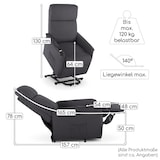 thumbnail of Fernsehsessel mit Aufstehhilfe, Relaxsessel mit Liegefunktion, elektrisch verstellbar, bequeme Polsterung, Webstoff, Dunkelgrau, Raburg Ida