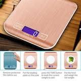 thumbnail of Intirilife Digitale Küchenwaage in ROSÉ GOLD - 20.5 x 16.5 x 3 cm - 5kg Elektronische Waage für die Küche mit Tara Funktion mit LCD-Display