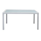 thumbnail of Tavolo rettangolare 150x90 cm da esterno giardino con struttura in acciaio rivestito in wicker e piano in vetro opaco 5 mm Portorico -  White