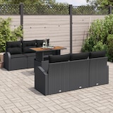 thumbnail of vidaXL 7-teiliges Garten Esszimmer Set mit Kissen in Schwarz Poly Rattan Akazie