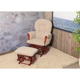 thumbnail of Relaxsessel HWC-C76, Schaukelstuhl Sessel Schwingstuhl + Hocker Stoff Bouclé 480g/m² Öko-Tex ~ braun Gestell dunkel