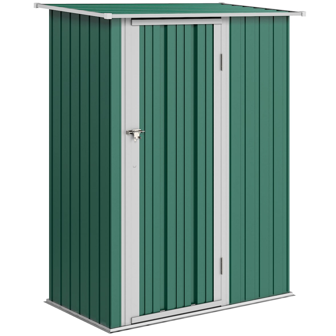 Outsunny caseta de jardín 1,07 m² 142x86x189 cm cobertizo exterior metálico con puerta y orificios de drenaje para almacenamiento de herramientas