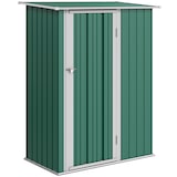 thumbnail of Outsunny caseta de jardín 1,07 m² 142x86x189 cm cobertizo exterior metálico con puerta y orificios de drenaje para almacenamiento de herramientas