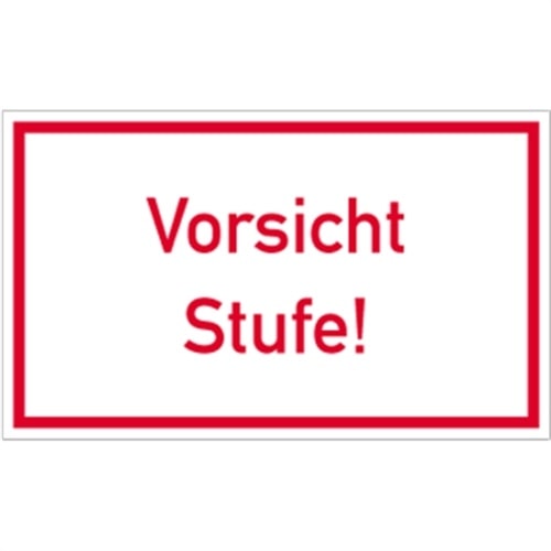 Aufkleber Vorsicht Stufe!, Folie, 250x150 mm