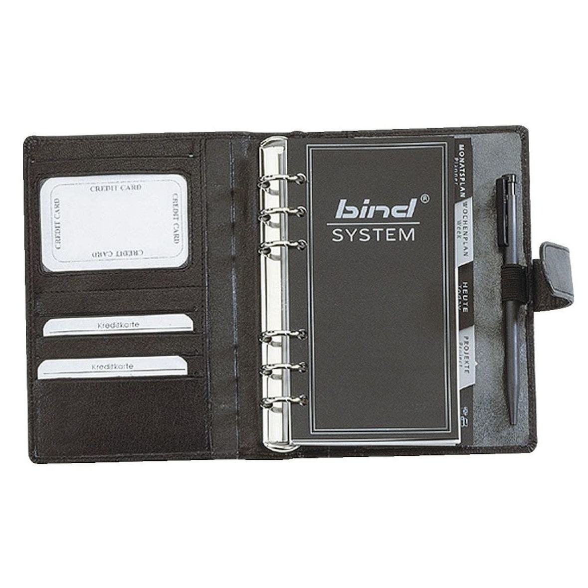 bind Zeitplaner T 1-1 DIN A6 ohne Kalender Leder schwarz