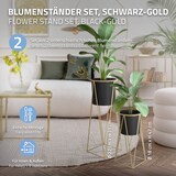 thumbnail of 2er Set Blumenständer 21,8x22x47 / 25x25x71 cm Schwarz/Gold aus Stahl