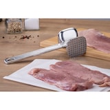 thumbnail of aro Attendrisseur à viande, aluminium, 26 x 7 cm, poignée, 2 surfaces de travail, argenté