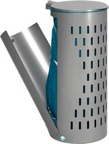 Ein offener Mülleimer mit einem blauen Müllbeutel.