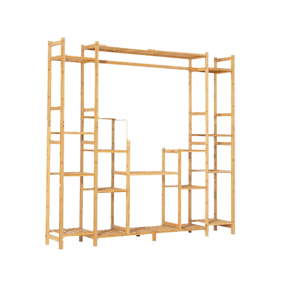 Estantería de bambú COSTWAY, estantería de pie con 9 niveles, separador de ambientes, estantería para flores con marco colgante