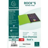 thumbnail of Exacompta - Réf. 800013E - Paquet de 100 sous-chemises ROCK''S 80 g/m2 - dim 22 x 31 cm pour A4 - couleur vert