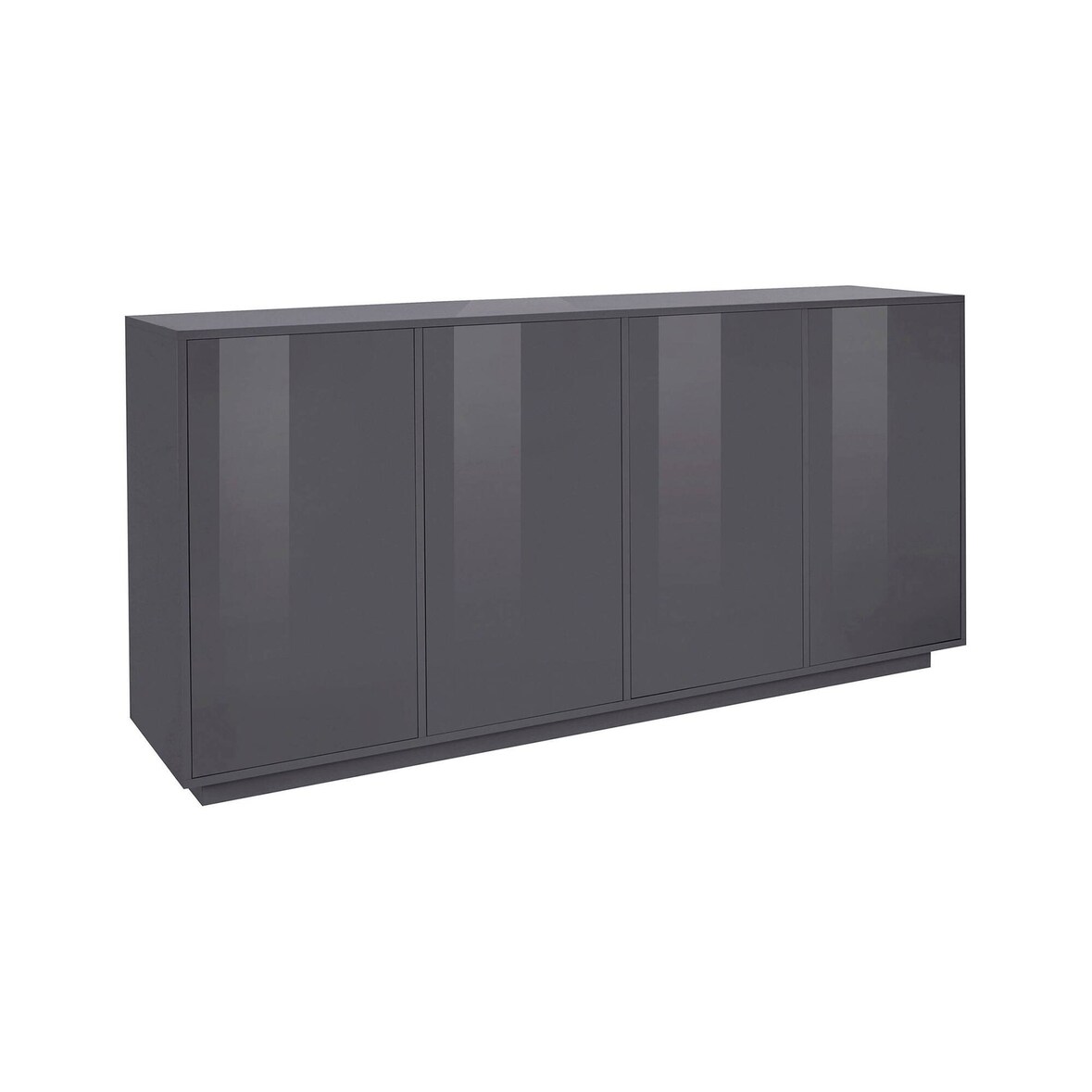 Dmora Kommode Virgilio, Küchen-Sideboard mit 4 Türen, Wohnzimmer-Buffet, 100% Made in Italy, cm 180x41h86, Anthrazit glänzend
