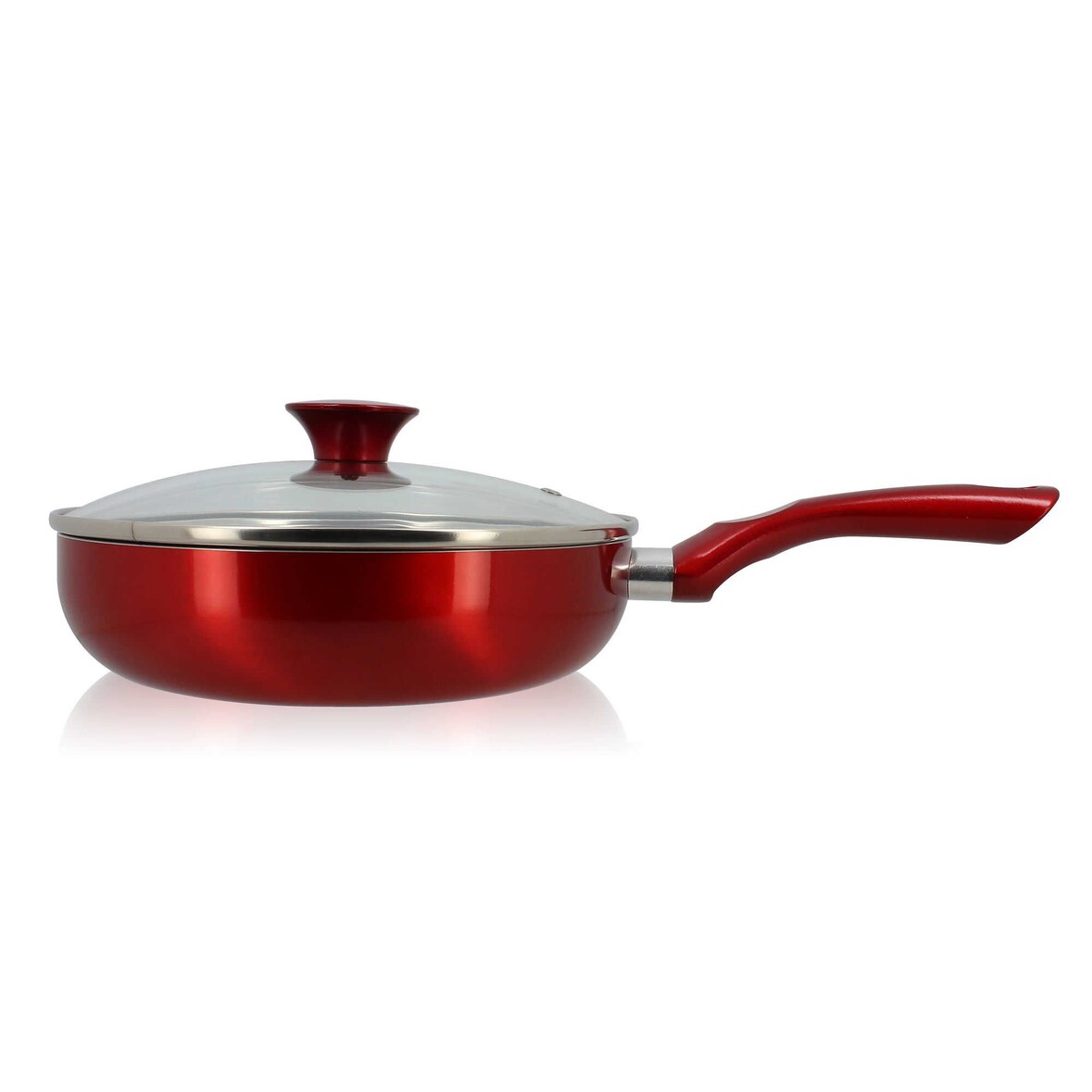 Menastyl - Sauteuse 24cm aluminium avec couvercle cerise compatible induction