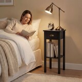 thumbnail of HOMCOM mesa auxiliar estilo moderno mesita auxiliar con cajón y estante de almacenamiento para sala de estar dormitorio 30x30x75 cm negro