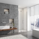 thumbnail of AICA Mampara de ducha frontal plegable vidrio 6mm con tratamiento antical,(1186-1216)x1850mm