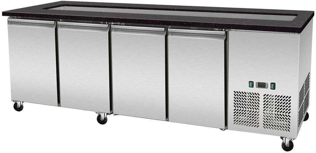 Skyrainbow SNACK-Line, Kalte Theke, 6x GN1/1, Granit Star Galaxy schwarz, OHNE Glasaufbau 223x82x85.5