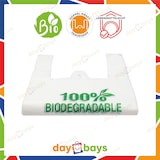 thumbnail of DayBays 1000 Stk. Bio Hemdchentragetaschen 24+11x45 cm 100% Biodegradable Bag weiß geblockt