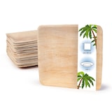 thumbnail of onlyleaf 100 Stück Einwegteller 20x20 cm Palmblatt-Teller, quadratisch, biologisch abbaubar, umweltfreundlich, kompostierbar, Wegwerfteller