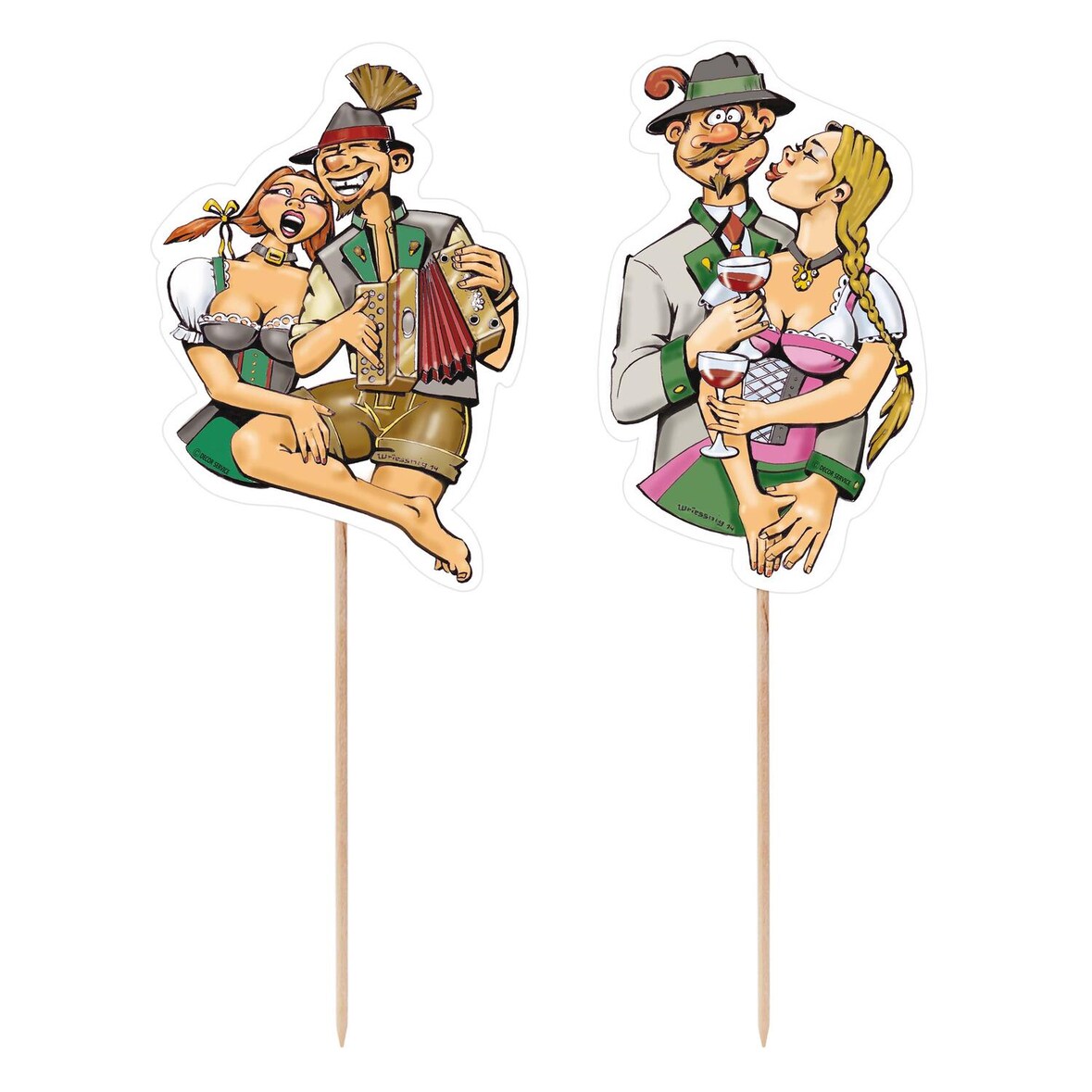 100x Deko-Picker "Trachtenpärchen Steirisch" 16cm