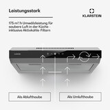 thumbnail of Klarstein Contempo Neo Unterbauhaube Abluft/Umluft 175 m³/h Abluftleistung SenseControl integrierte Touch-Steuerung Edelstahl / Acrylglasfront Grau