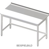 thumbnail of Stalgast Edelstahl Arbeitstisch ohne Grundboden, 800x700x850 mm, mit vertiefter PE-Schneideplatte, ohne Aufkantung, verschweißt