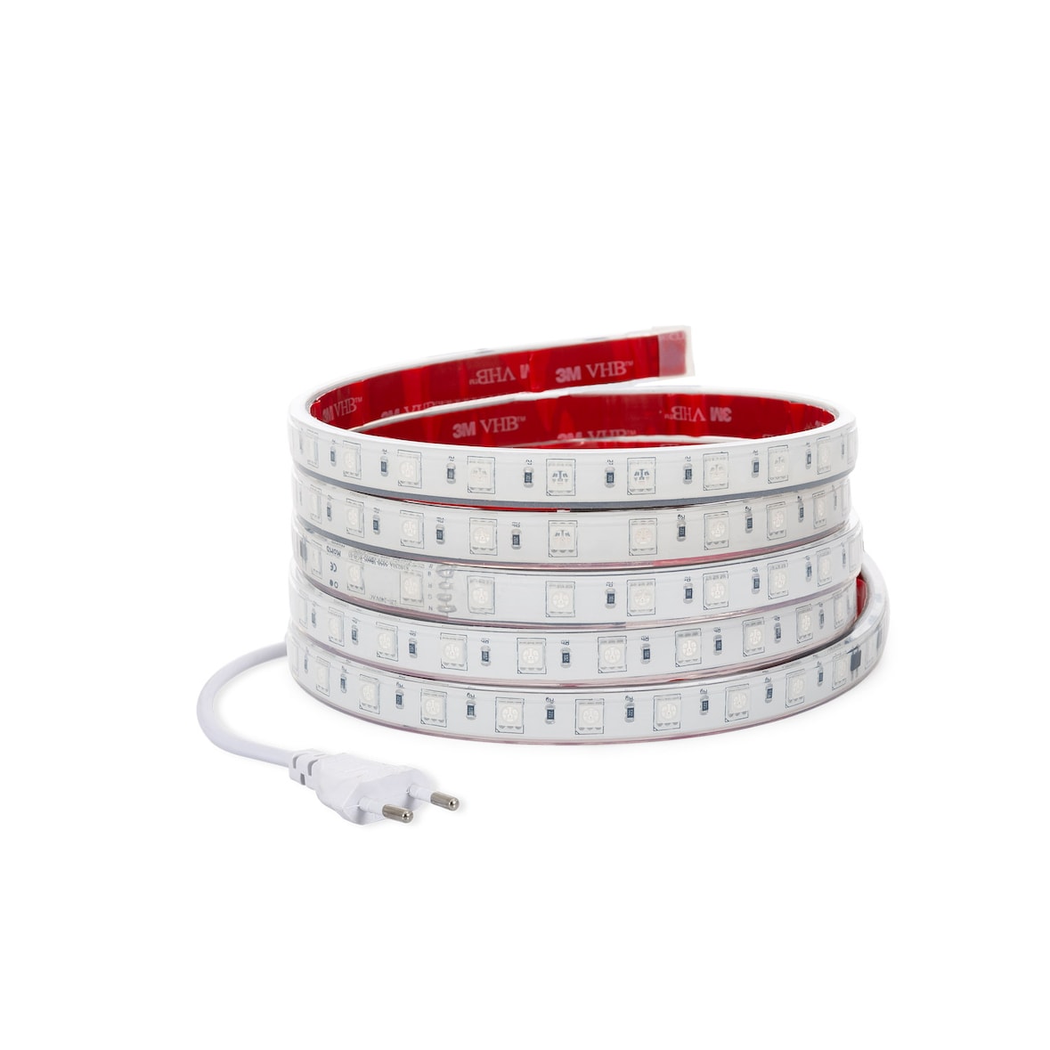 Ledkia Tira LED RGB 220V SMD5050 Silicone FLEX 60 LED/m Ancho 12 mm IP67 Corte 100 cm a Medida con Mando 25 m