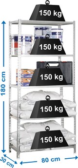thumbnail of SimonRack Estantería Metálica, 1800x800x300 mm, 5 Alturas, Bandeja Madera, 150 kg de Punto Flexión, Galva/Madera - Maderclick
