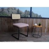 thumbnail of 2er-Set Freischwinger-Stuhl HWC-K88, Stuhl Lehnstuhl, Holz Rattan Metall Bouclé ~ Stoff/Textil rosa