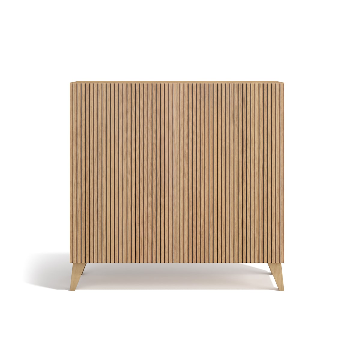 HERDASA, Zapatero modelo SUNNE en melamina, en color roble dorado con frente efecto listones