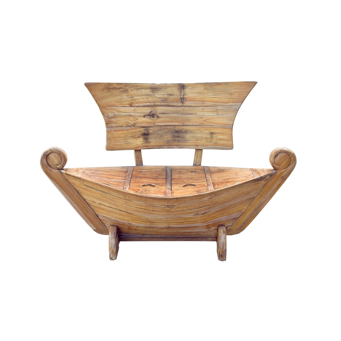 SIT Möbel Bank in Bootsform | Teak-Holz natur | mit 2 Klappen | B 145 x T 65 x H 99 cm | 07916-01 | Serie ROMANTEAKA