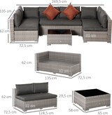 thumbnail of Muebles de Jardín de Ratán 4 Piezas Mesa de Centro de Vidrio Sofá Doble y 2 Sofás Esquineros con Cojines Desenfundables para Terraza Exterior