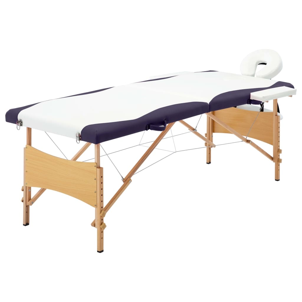 Helloshop26 - Opklapbare massagetafel massagebed bank sofa draagbare professionele cosmetische therapie Shiatsu Reiki 2 zones wit 02_0001812