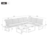 thumbnail of Merax Gartenmöbel-Set für 6 Personen, Eckmodul mit verstellbarer Neigungsfunktion, Seitenablage, Beige + Khaki