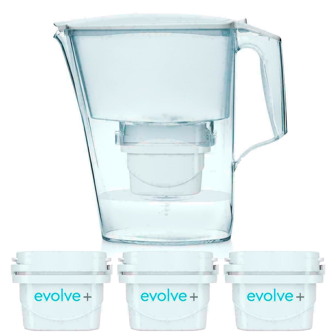 Aqua Optima - Weißer Liscia-Krug mit einem Gesamtvolumen von 2,5 l und 3 Evolve+-Filtern