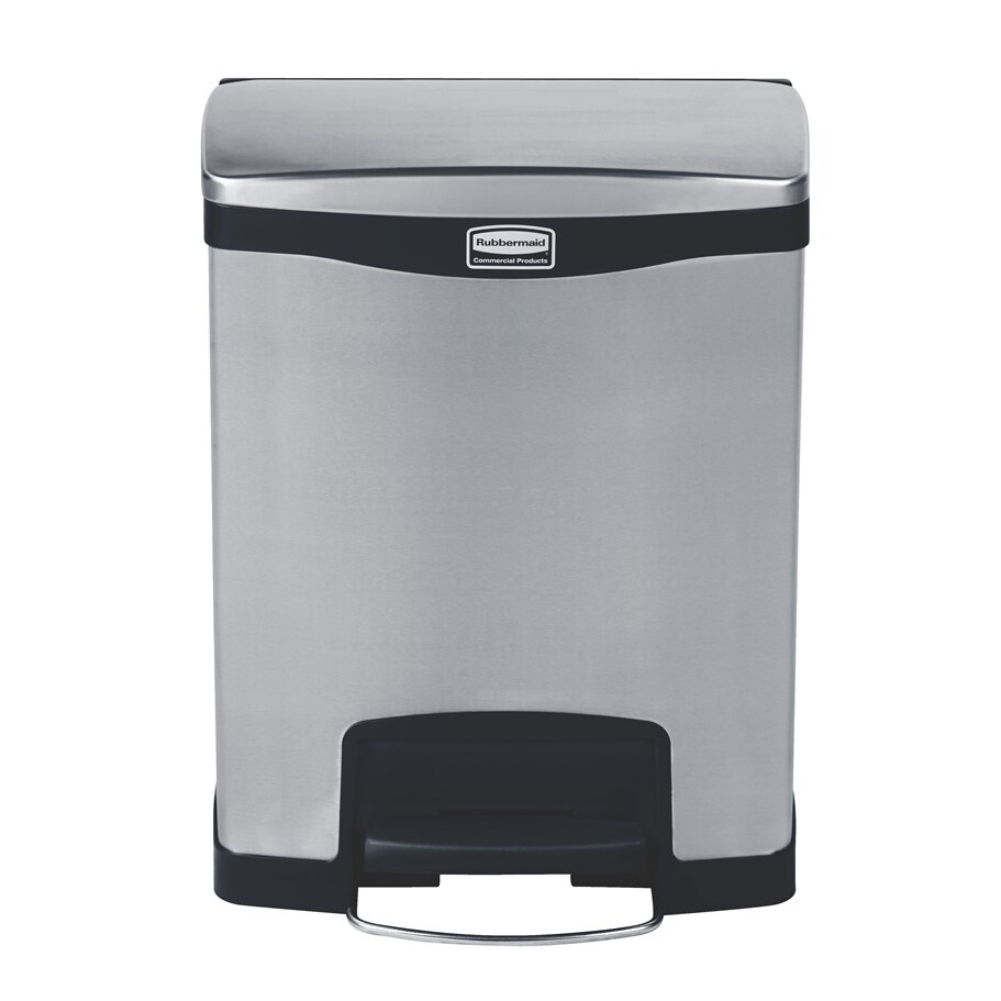 Rubbermaid Collecteur de déchets à pédale Slim Jim® en acier inoxydable, version large de 30L - Noir