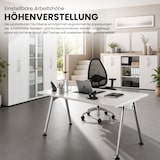 thumbnail of bümö manuell höhenverstellbarer Schreibtisch 140x80 cm in weiß - PC Tisch höhenverstellbar & klein, höhenverstellbarer Tisch Büro, kleiner