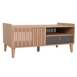 thumbnail of Couchtisch HWC-M48, Wohnzimmertisch Tisch Sofatisch, 52x114x59cm ~ beige, Schublade grau