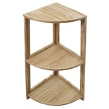 thumbnail of Hoekplank HWC-K44, staander woonkamer plank, 3 planken, 80x37x37cm MDF gemaakt van Paulownia MVG-gecertificeerd ~ natuurlijk bruin