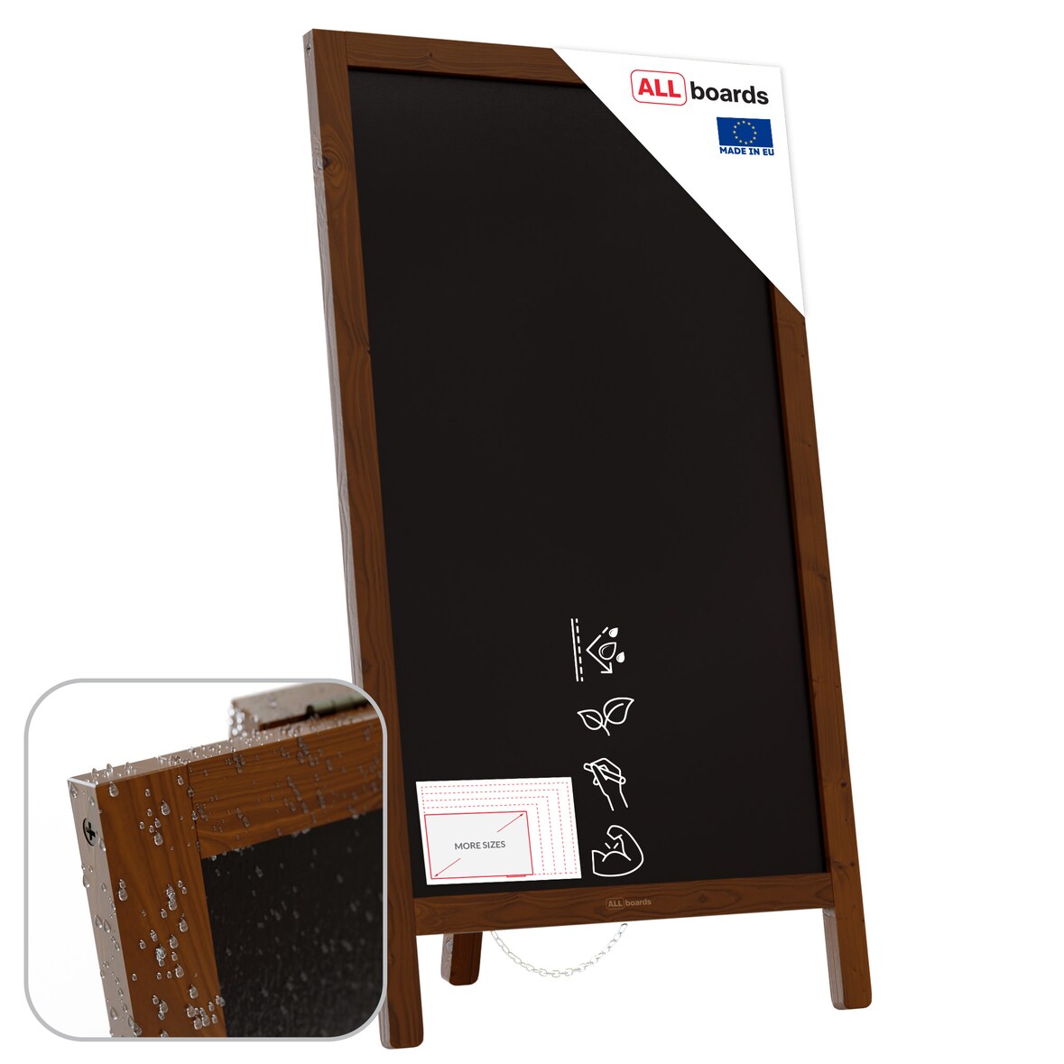 ALLboards Chevalet stop-trottoir pliable étanche avec une surface à craie – 78×44 cm – support publicitaire