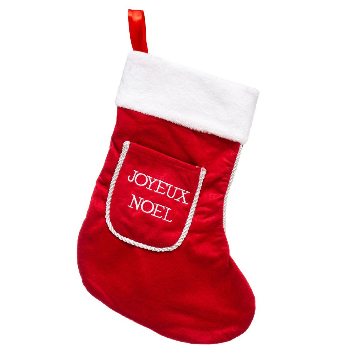 Déco de Noël Botte en feutrine et polaire brodée H 40 cm