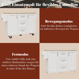 thumbnail of Kücheninsel Rollwagen 135x74x87 cm mit klappbaren Seiten, 3 Schubladen, Handtuchhalter, verstellbaren Trennwänden, Weiß, MDF+Metall
