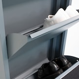 thumbnail of Pisa Schuhschrank mit 12 Klappen/Türen in Metall grau. Fertig montiert geliefert.