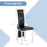 thumbnail of Esszimmerstühle 2er-Set Metall & PU-Leder Schwarz/Silber 109 cm, hohe Lehne