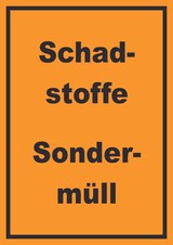 thumbnail of Schadstoffe Sondermüll Mülltrennung Schild mit Text hochkant A4 Rückseite selbstklebend