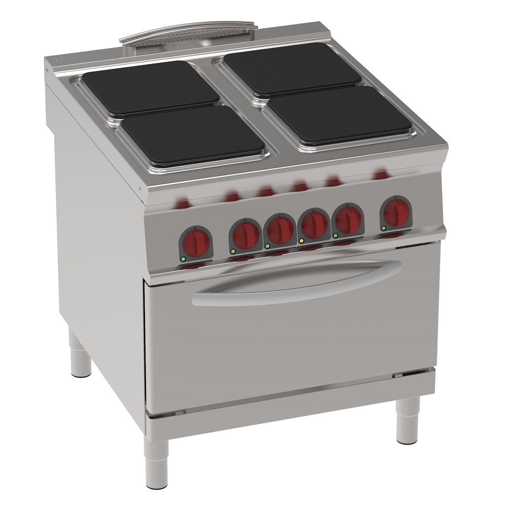 EURAST - Cucina elettrica con 4 piastre quadrate 1 forno static0 elettrico gn 2/1 - 800x900x900 mm - 21300 W 400/3V - 34730613