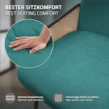 thumbnail of ML-Design Esszimmerstühle 6er Set Petrol, Stoff, Rattan-Optik Armlehnen, gepolstert, Metallbeine, ergonomische Küchen- & Esszimmerstühle