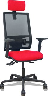 thumbnail of Silla Bormate asincro malla negra asiento bali rojo brazos 2D ruedas 65mm cabecero regulable