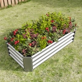 thumbnail of Hochbeet Metall 30x120x60 cm Silber aus verzinktem Stahl Wellblech ohne Boden wetterfest robust mit gefalteter Innenkante für Garten Terrasse
