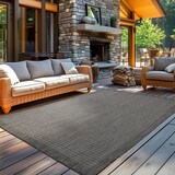 thumbnail of Carpetsale24 In- & Outdoor Teppich Wetterfest 80 x 150 cm Läufer Schwarz - Wasserfest, Flachgewebe, für Balkon, Garten, Terrasse und als Küchenläufer