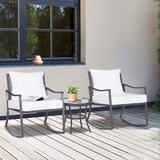 thumbnail of Outsunny Conjunto de Muebles de Ratán para Jardín con Mesa Ø51x46 cm y 2 Sillas Mecedoras 65,5x73,5x84,5 cm con Cojines Lavables y Almohadas