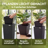 thumbnail of Casaria Poly Rattan Blumentopf mit Wasserabfluss Creme - 3er Set